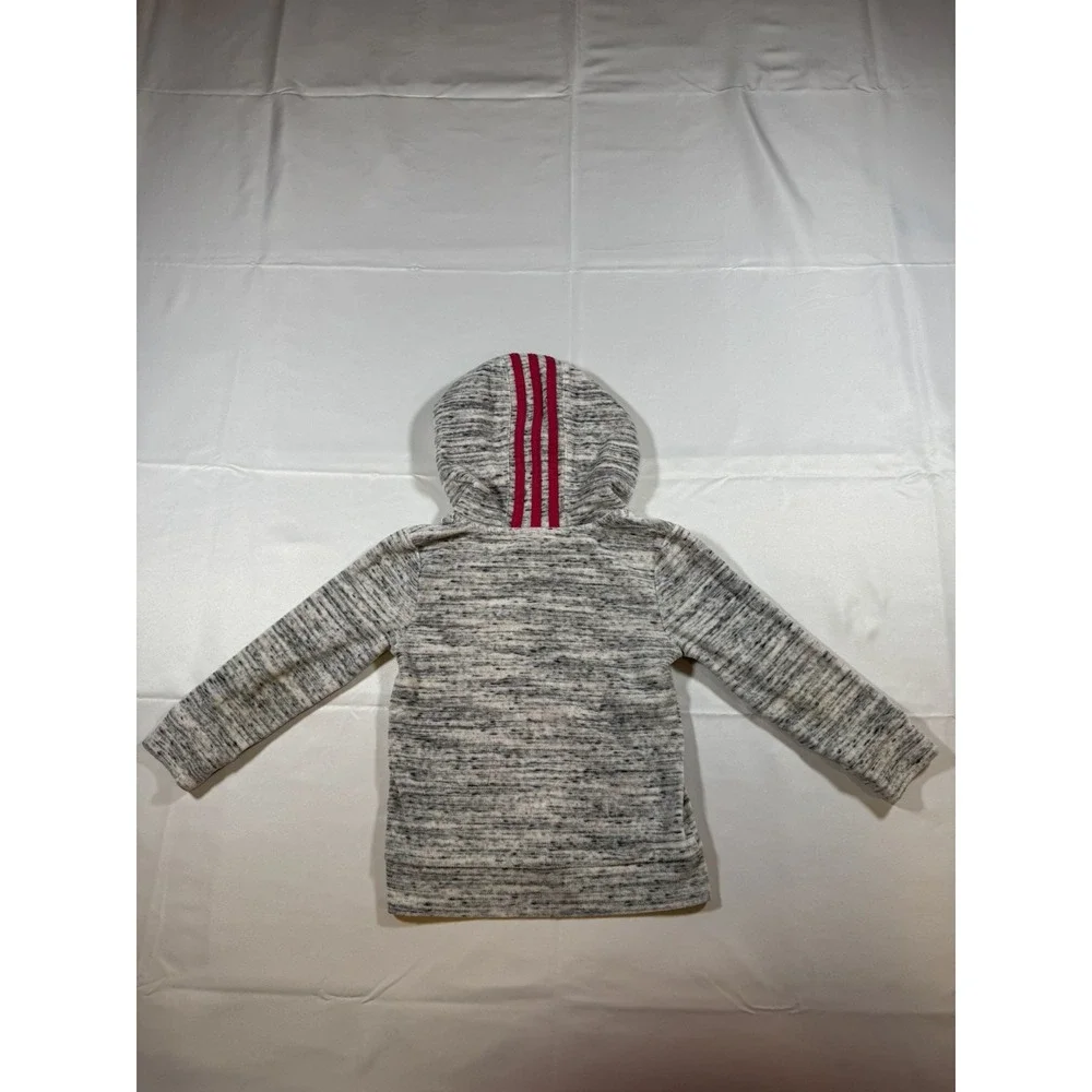 ADIDAS Zip Up Jacket SZ 3T Black/ White/Pink Stripes SOFT
